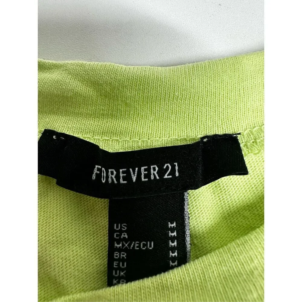 Forever 21 Women’s Solid Lime Green Short Sleeve Crew Neck Basic T-Shirt Size M